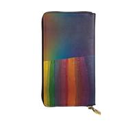 WBQLSL Rainbow Sky Longue pochette en cuir avec porte-monnaie zippé et 12 emplacements pour cartes de crédit, portefeuille de voyage léger