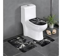 WBQLSL Rainy Day in The Street Lot de 3 tapis de sol antidérapants en flanelle pour salle de bain