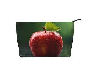 WBQLSL Red Fruits Close-Up Trousse de maquillage en velours côtelé Sac de rangement de voyage peut contenir du rouge à lèvres, de la poudre et d'autres produits cosmétiques