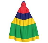 WBQLSL Robe de carnaval pour bal masqué, drapeau de l'île Maurice, cape à capuche, adaptée pour Noël, Halloween, jeu de rôle
