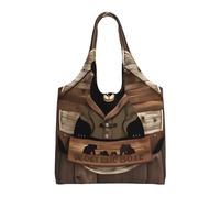 WBQLSL Rustic Lodge Bear Sac à bandoulière imprimé - Convient pour les sacs en toile robustes, sacs de courses, noir, taille unique