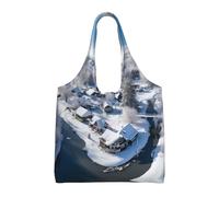 WBQLSL Sac à bandoulière avec scène de neige de village - Pratique à transporter, adapté pour le shopping, le travail et les études