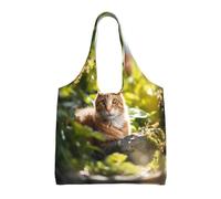 WBQLSL Sac à bandoulière Cat in the Garden - Pratique à transporter, adapté pour le shopping, le travail et l'étude, noir, taille unique