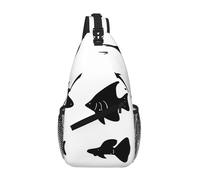 WBQLSL Sac à bandoulière de voyage à motif de conte de fées licorne, parfait pour les trajets quotidiens, le cyclisme, la randonnée et les aventures urbaines, Poisson noir et blanc, One Size