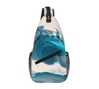WBQLSL Sac à bandoulière de voyage à motif étoile de mer, parfait pour les trajets quotidiens, le cyclisme, la randonnée et les aventures urbaines, Dessin animé bleu mer vague, One Size