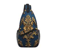 WBQLSL Sac à bandoulière de voyage à motif œuf de dinosaure, parfait pour les trajets quotidiens, le cyclisme, la randonnée et les aventures urbaines, Damas sur bleu, One Size