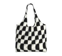 WBQLSL Sac à bandoulière en mosaïque noire et blanche - Pratique à transporter, adapté pour le shopping, le travail et les études