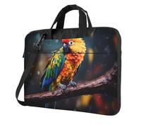 WBQLSL Sac à bandoulière et mallette pour ordinateur portable avec imprimé perroquet, facile à transporter pour les voyages d'affaires et le travail, Noir , 15.6 inch