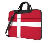 WBQLSL Sac à bandoulière et mallette pour ordinateur portable imprimé drapeau danois, facile à transporter pour les voyages d'affaires et le travail, Noir , 15.6 inch