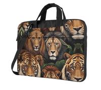 WBQLSL Sac à bandoulière et mallette pour ordinateur portable imprimé King of the Jungle - Facile à transporter pour les voyages d'affaires et le travail, Noir , 13 inch