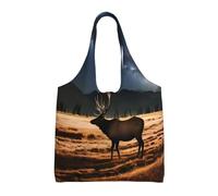 WBQLSL Sac à bandoulière imprimé Elk in the Meadow - Convient pour les sacs en toile robustes, sacs de courses, noir, taille unique