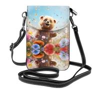 WBQLSL Sac à bandoulière imprimé ours debout avec bandoulière réglable, plusieurs compartiments, pochette de rangement pour clés et cosmétiques