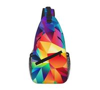 WBQLSL Sac à bandoulière imprimé polygone multicolore - Sac de voyage léger, parfait pour les trajets quotidiens et le cyclisme