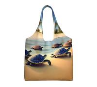 WBQLSL Sac à bandoulière motif tortues sur la plage - Pratique à transporter, adapté pour le shopping, le travail et l'étude, noir, taille unique