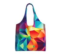 WBQLSL Sac à bandoulière polygone multicolore - Pratique à transporter, adapté pour le shopping, le travail et l'étude, noir, taille unique