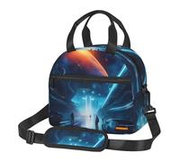 WBQLSL Sac à déjeuner isotherme à motif de science-fiction Future qui peut facilement accueillir plusieurs boîtes à déjeuner