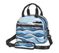 WBQLSL Sac à déjeuner isotherme imprimé « Waves Lapping at The Rocks » - Convient pour les employés de bureau et les étudiants