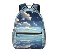 WBQLSL Sac à dos de voyage léger avec nuages blancs sur la mer, adapté pour la randonnée, les voyages d'affaires, le camping, le fitness, l'école, l'université et d'autres occasions, avec un design