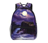 WBQLSL Sac à dos de voyage léger Moonlight Lighthouse adapté pour la randonnée, les voyages d'affaires, le camping, le fitness, l'école, l'université et d'autres occasions, avec un design multi-poches