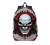 WBQLSL Sac à dos multi-poches avec impression fantôme maléfique rouge et noir - léger et durable pour le travail, les voyages d'affaires et les sports de plein air