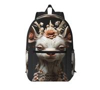 WBQLSL Sac à dos pour ordinateur portable Motif cerf blanc aux grands yeux - Peut stocker des articles de bureau, de gym et de voyage