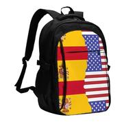 WBQLSL Sac à dos USB pour ordinateur portable avec drapeau de l'Afrique du Sud - Convient pour les professionnels comme sac à dos de travail, Drapeau américain Espagne, taille unique