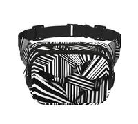 WBQLSL Sac banane élégant avec lignes géométriques noires et blanches - Sac de voyage léger - Imperméable et résistant à l'usure