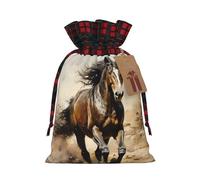 WBQLSL Sac cadeau cheval occidental avec cordon de serrage, fournitures de fête de Noël, sac cadeau de Noël en toile de jute 21,1 x 30 cm
