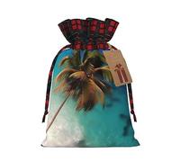 WBQLSL Sac cadeau de Noël avec cordon de serrage 21 x 30 cm, fournitures de fête de Noël, sac cadeau en toile de jute des îles des Caraïbes
