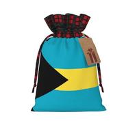 WBQLSL Sac cadeau de Noël avec cordon de serrage 21 x 30 cm, fournitures de fête de Noël, sac cadeau en toile de jute motif drapeau des Bahamas