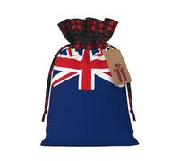 WBQLSL Sac cadeau de Noël avec cordon de serrage 21 x 30 cm, fournitures de fête de Noël, sac cadeau en toile de jute motif drapeau des îles Turques et Caïques
