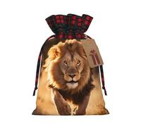 WBQLSL Sac cadeau en toile de jute avec cordon de serrage Motif lion d'Amérique du Nord 21,1 x 30 cm