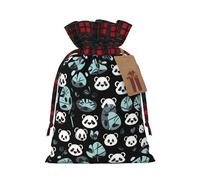 WBQLSL Sac cadeau en toile de jute avec motif tête de panda noir et blanc 21,1 x 30 cm