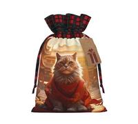 WBQLSL Sac cadeau en toile de jute Cité interdite et chats - 21,1 x 30 cm Sac à cordon de serrage Fournitures de décoration de fête