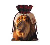 WBQLSL Sac cadeau en toile de jute Lion d'Amérique du Nord - 21,1 x 30 cm - Sac à cordon de serrage - Fournitures de décoration de fête