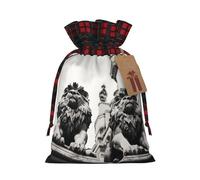 WBQLSL Sac cadeau lion en toile de jute - 21,1 x 30 cm - Sac à cordon de serrage - Fournitures de décoration de fête