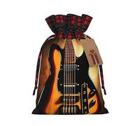 WBQLSL Sac cadeau pour guitare instrumentale avec cordon de serrage, fournitures de fête de Noël, sac cadeau de Noël en toile de jute 21,1 x 30 cm