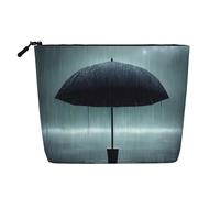 WBQLSL Sac de maquillage de voyage à motif parapluie noir sous la pluie, sac de rangement multifonctionnel, spécialement conçu pour le rangement quotidien des nécessités
