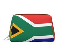 WBQLSL Sac de maquillage en cuir avec drapeau de l'Afrique du Sud, sac de rangement portable de grande capacité, sac de voyage avec poche de maquillage, blanc, taille unique