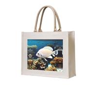 WBQLSL Sac de plage à motif poisson blanc doré | Parfait pour la plage, les pique-niques, les voyages et les loisirs au bord de la piscine