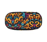 WBQLSL Sac de rangement pour papeterie avec lettres de style graffiti, multi-compartiments, trousse portable pour étudiant