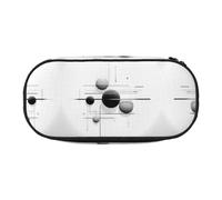 WBQLSL Sac de rangement pour papeterie imprimé planète noire et blanche - Trousse à crayons multicouches portable pour étudiant