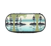 WBQLSL Sac de rangement pour papeterie Tranquil Lakes - Trousse à crayons multi-compartiments portable pour étudiant