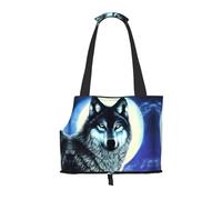 WBQLSL Sac de voyage pour animal domestique Motif loup sous la lune Petit sac à bandoulière pour voitures et personnes