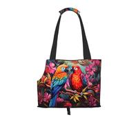 WBQLSL Sac de voyage pour animal domestique Motif oiseaux colorés Petit sac à bandoulière pour voitures et personnes