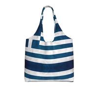 WBQLSL Sac en toile imprimée drapeau grec pour femme, sac à bandoulière de grande capacité, sac à main de voyage quotidien, Noir , Taille unique