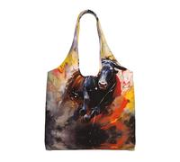 WBQLSL Sac en toile pour femme avec motif abstrait de tauromachie, sac à bandoulière décontracté + sac à main, design double usage