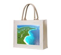 WBQLSL Sac fourre-tout en toile imprimée « An island in the Ocean » | Sac de rangement léger, parfait pour la plage, les pique-niques et les achats quotidiens