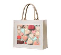 WBQLSL Sac fourre-tout en toile imprimée avec motif d'amour | Sac de rangement léger, parfait pour la plage, les pique-niques et les achats quotidiens