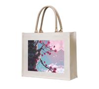 WBQLSL Sac fourre-tout en toile imprimée de petites fleurs roses | Sac de rangement léger parfait pour la plage, les pique-niques et les achats quotidiens